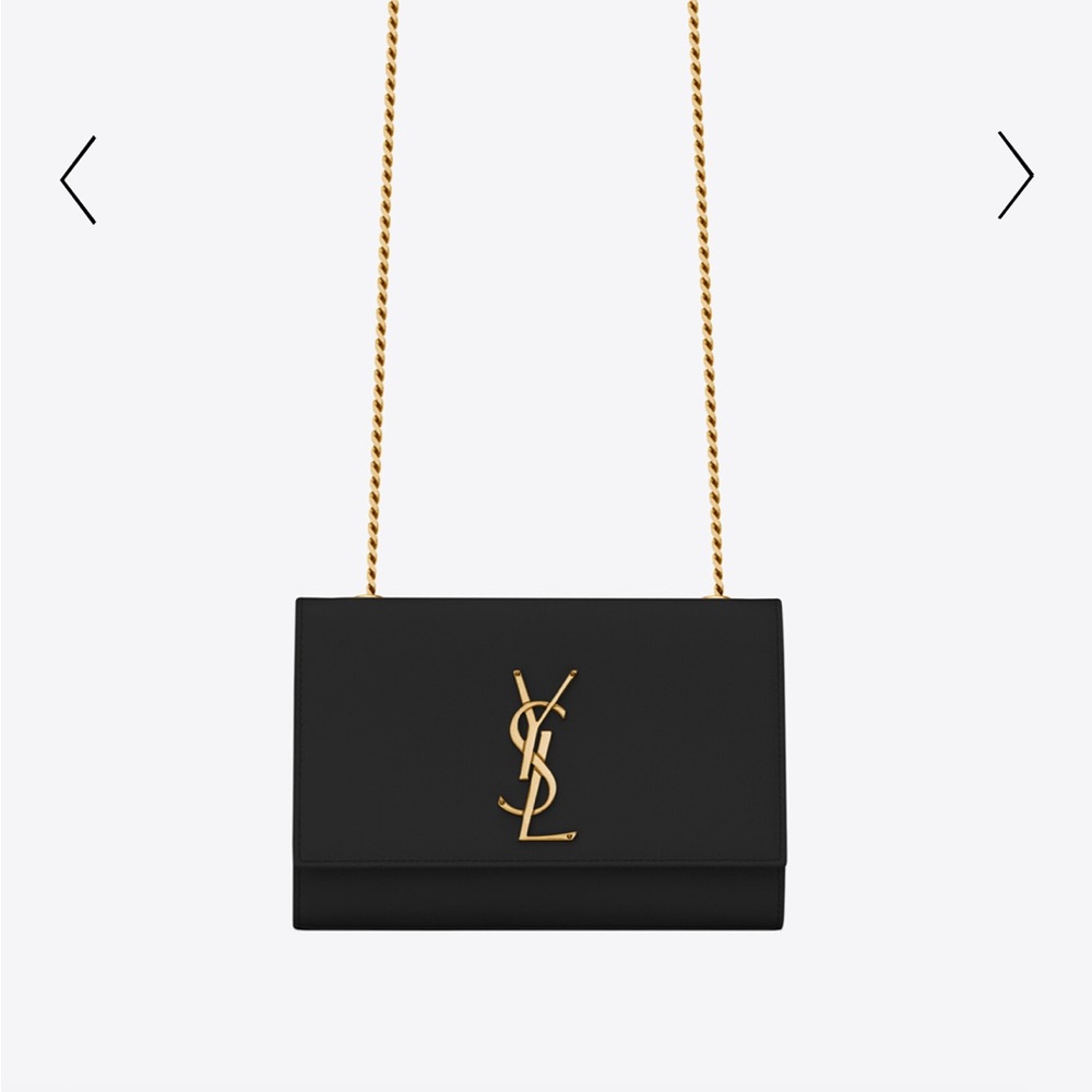 SAINT LAURENT YSL KATE SMALL CHAIN BAG IN GRAIN DE POUDRE EMBOSSED LEATHER